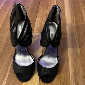Used Caparros black open toed high heel shoes Size 7 1/2